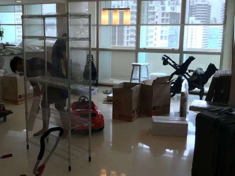 Elite Movers team providing packing service for customer's items such as kids toys and wire rack